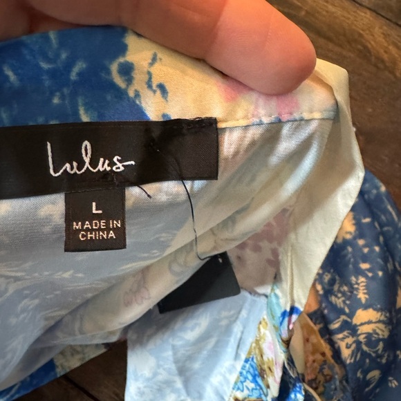 Immaculate Style Blue Multi Scarf Print Satin Wrap Midi Skirt NWT size large - Picture 5 of 5